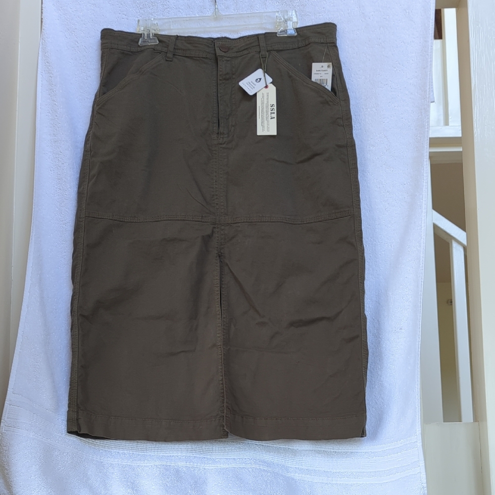 SANCTUARY stretch cotton khaki pencil skirt NWT